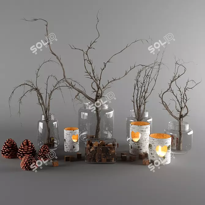 Title: Autumn Glow Rustic Decor Set 3D model image 1