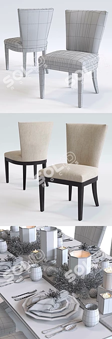 Clayton Armchair & Winnetka Table Set 3D model image 3