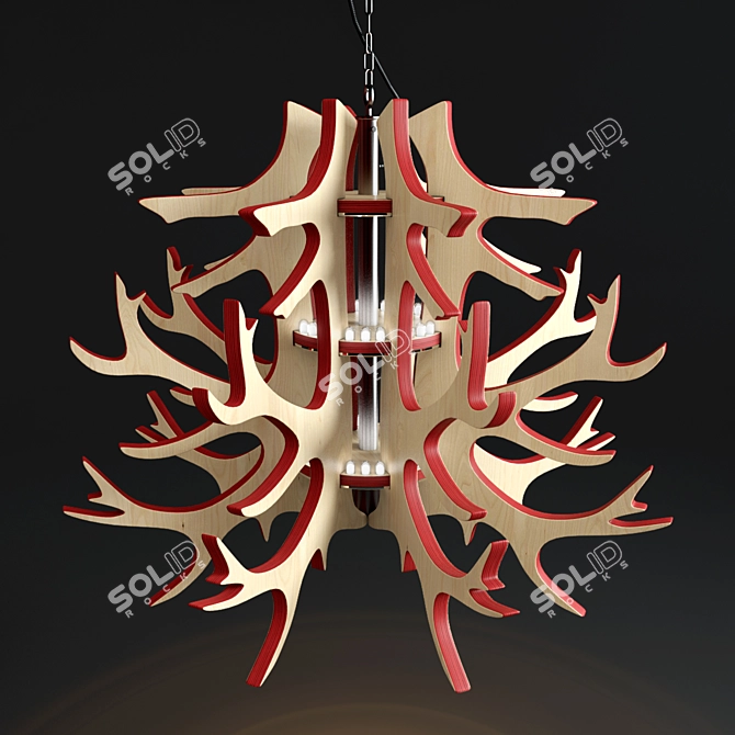 Handcrafted Custom Chandelier: Unique Antler Design 3D model image 1