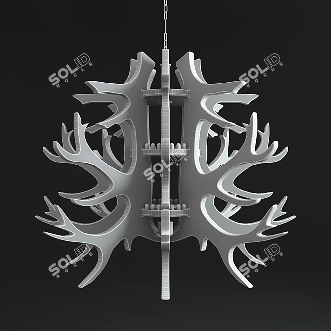 Handcrafted Custom Chandelier: Unique Antler Design 3D model image 3