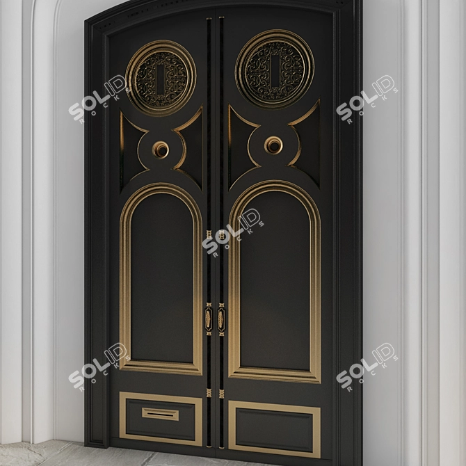 Classic English Entrance Door 3D model image 2