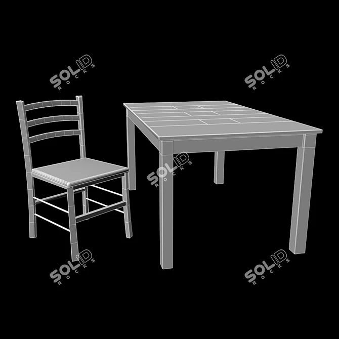 Modern Wood and Glass Dining Set 3D model image 3