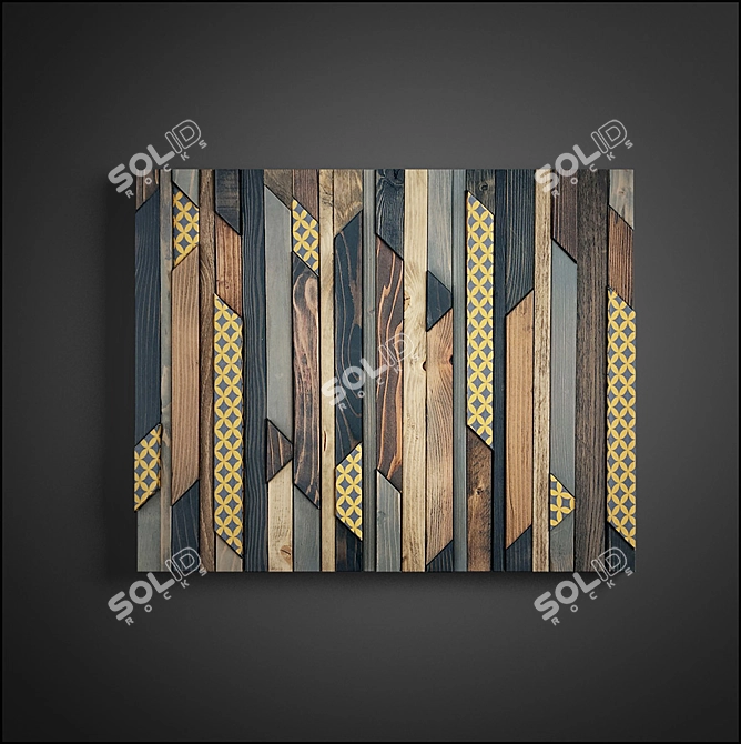 Vintage Wood Panel Art 3D model image 4