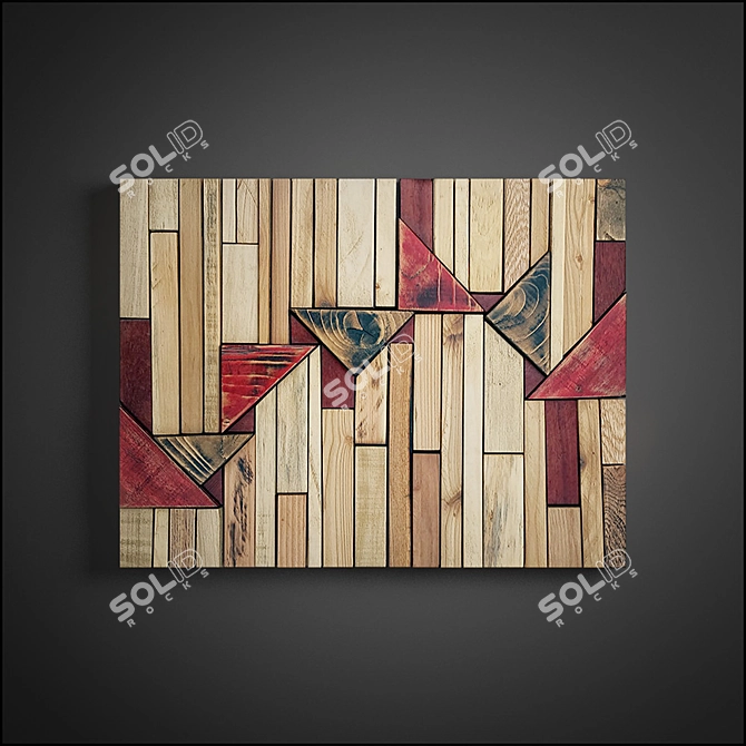 Vintage Wood Panel Art 3D model image 5