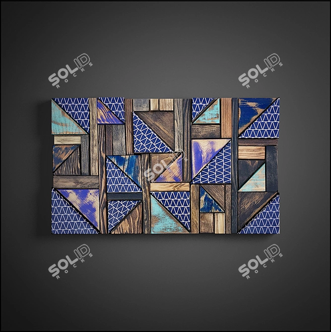 Vintage Wood Panel Art 3D model image 6