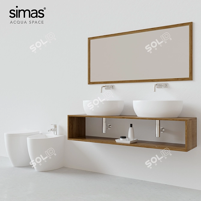 Simas LFT Spazio Washbasin, Bidet & WC Set 3D model image 1