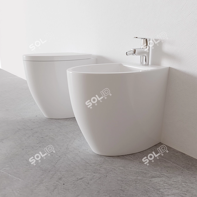 Simas LFT Spazio Washbasin, Bidet & WC Set 3D model image 3