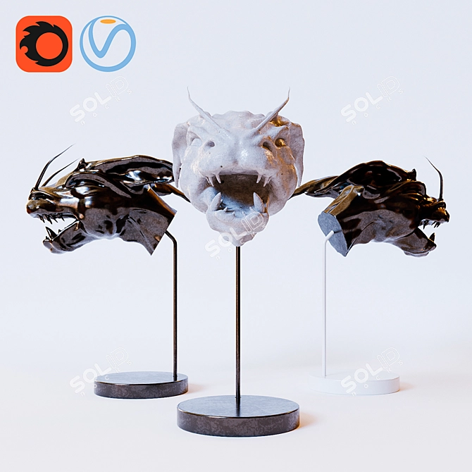 Dragon MILLY 3D Statue Set 3D model image 1