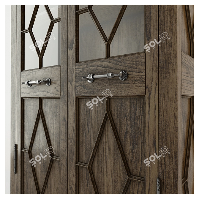 Elegant Georgian Fretwork Cabinet 3D model image 2