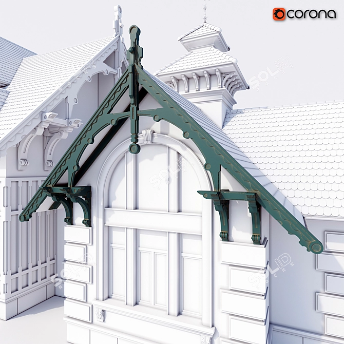 Elegant Pediment Decor 3D model image 2