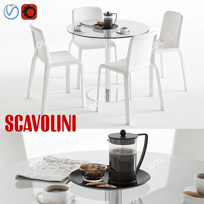 Modern 3D Set: Scavolini Loop & Snow 3D model image 1