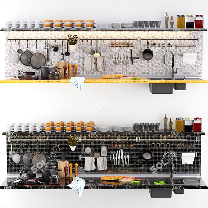 Kitchen Essentials Set 3D model image 1