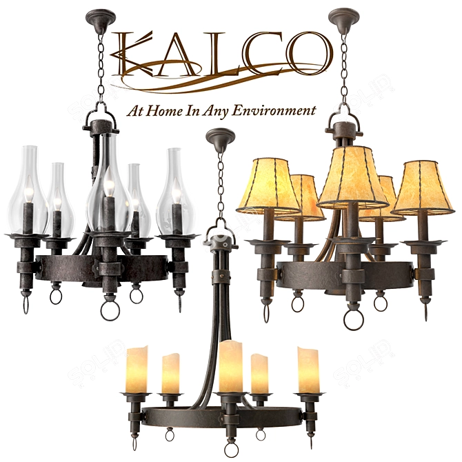 Kalco Americana Chandelier - Vintage Elegance 3D model image 1