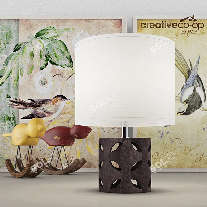 Vintage Bird-Inspired Table Lamp 3D model image 1