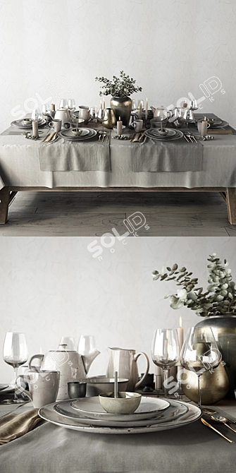 Nordic Chic Tableware Set 3D model image 2