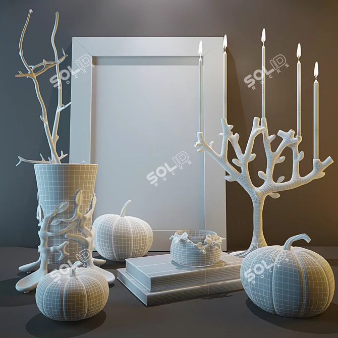 Festive Fall Pumpkins Decor Set 3D model image 2