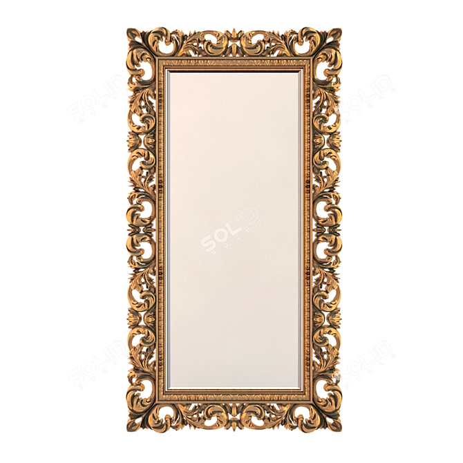 Elegant Italian Gold Patina Floor Mirror 3D model image 1