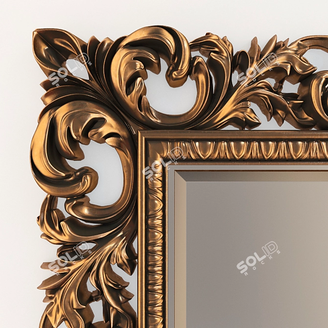 Elegant Italian Gold Patina Floor Mirror 3D model image 2