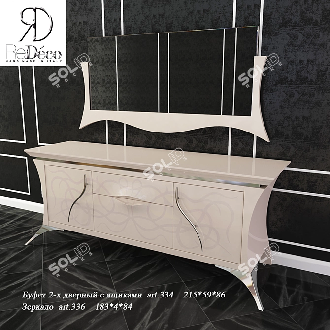 Italian Charme Laccato Buffet Set 3D model image 1