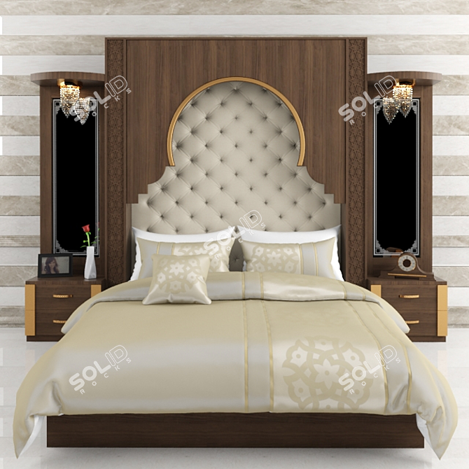 Elegant Andalusian Bed 3D model image 1