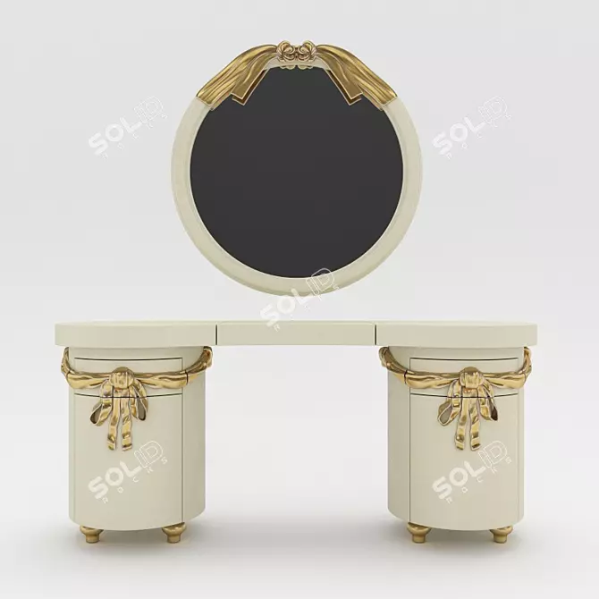Elegant Tiffany Round Dressing Table 3D model image 1