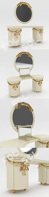 Elegant Tiffany Round Dressing Table 3D model image 2