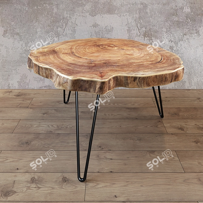 Title: Rustic Slab Wood Coffee Table 3D model image 1