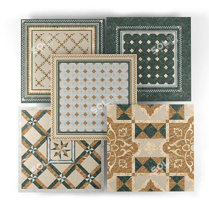 Vintage Classic Floor Tiles 3D model image 3
