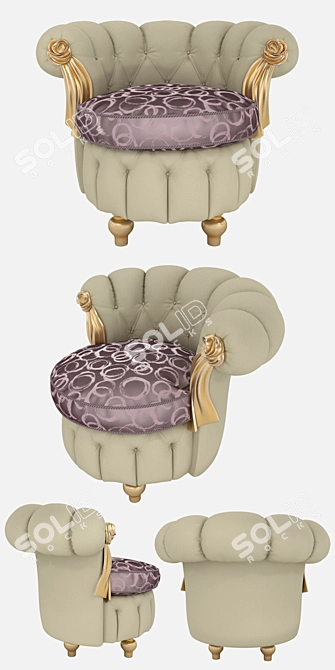 Designer Italian Armchair: Tiffany Round Lounge 3D model image 2