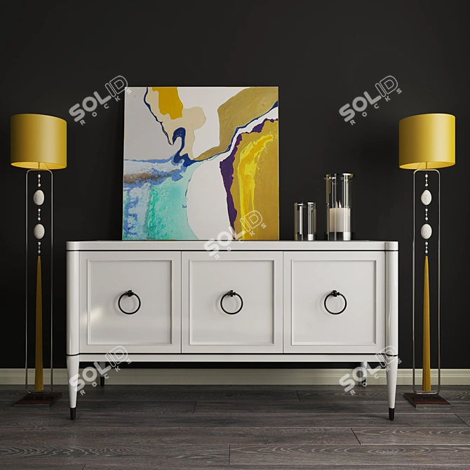 Elegant Ambra Buffet with LAOS Floor Lamp 3D model image 1