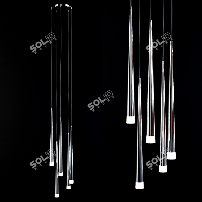 Modern Chrome Pendant Light: Azzardo MD 1220A-5 Stylo 3D model image 1