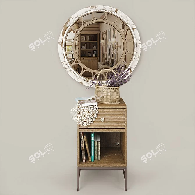 Elegant Stanley Furniture Mirror with Intricate Carved Design 3D model image 1