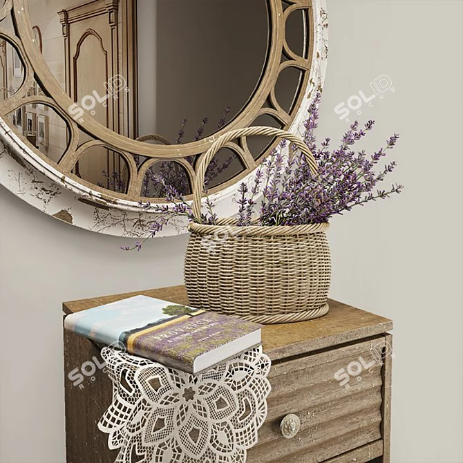 Elegant Stanley Furniture Mirror with Intricate Carved Design 3D model image 2