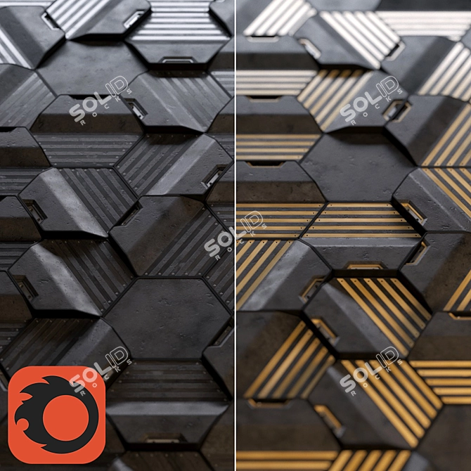 HexaWood Concrete Wall Panels 3D model image 1