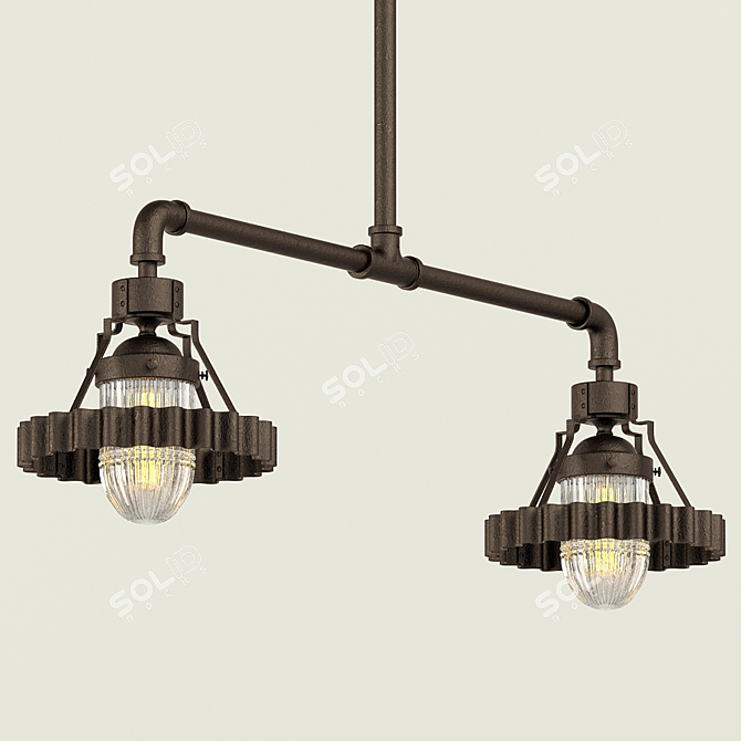 Industrial Loft Chandelier & Sconces: Troy Lighting Canary Wharf 3D model image 3