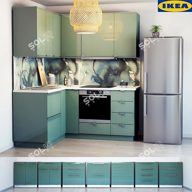 Stylish & Functional Kallarp Kitchen 3D model image 1