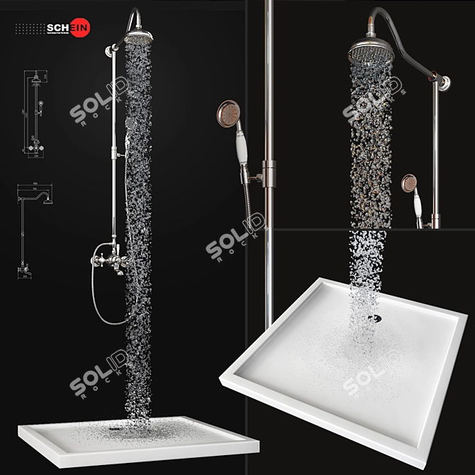 Schein Double Shower Wall Mixer 3D model image 1