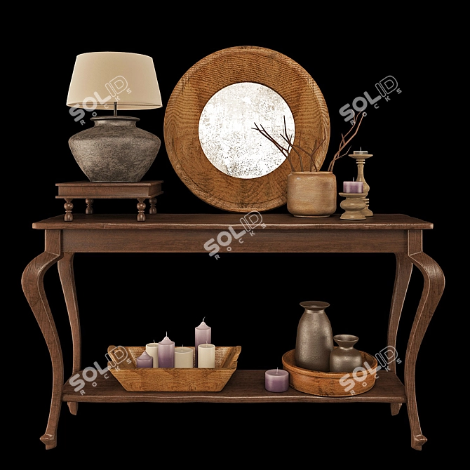 Elegant Decor Set: Console with Shelf 3D model image 1