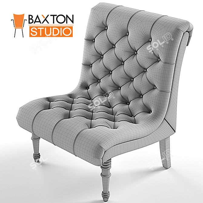 Elegant Gray Linen Lounge Chair 3D model image 2