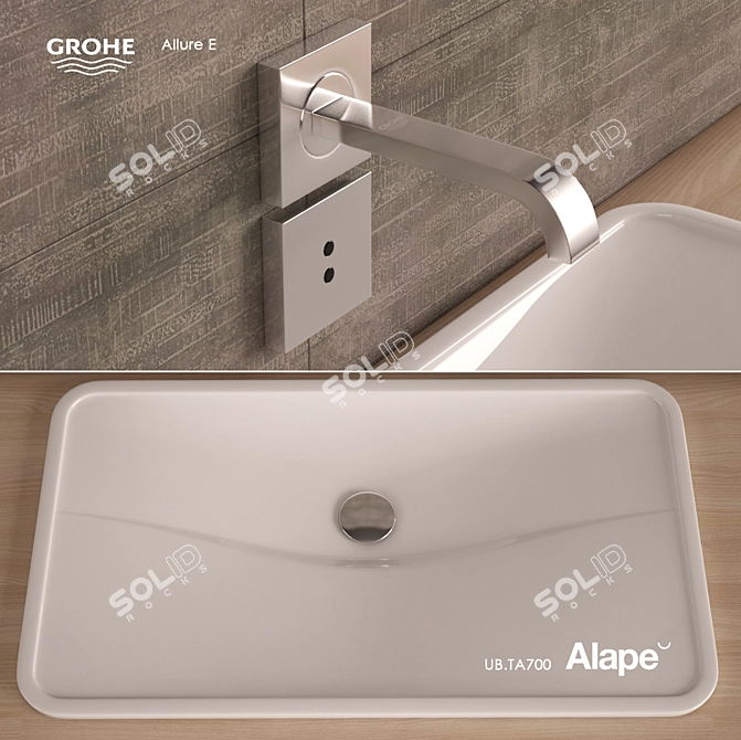 Modern Washbasin & Infrared Mixer 3D model image 2