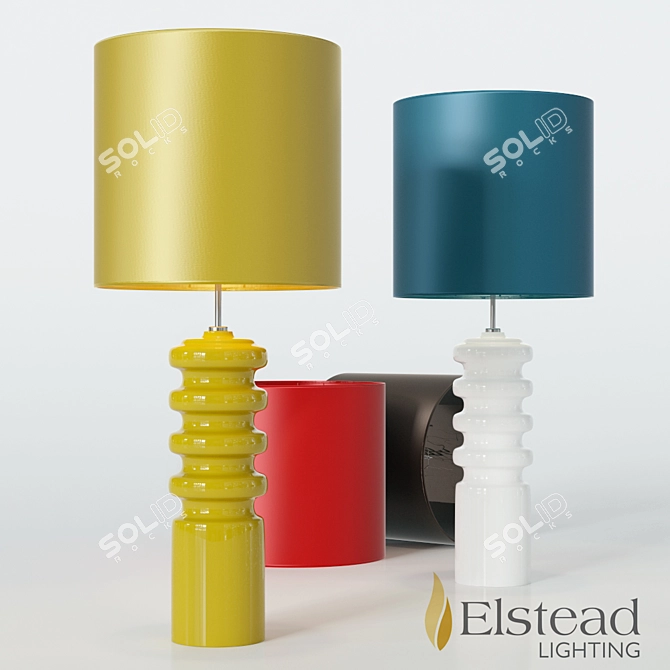 Modern Lime and White Ceramic Table Lamp 3D model image 1