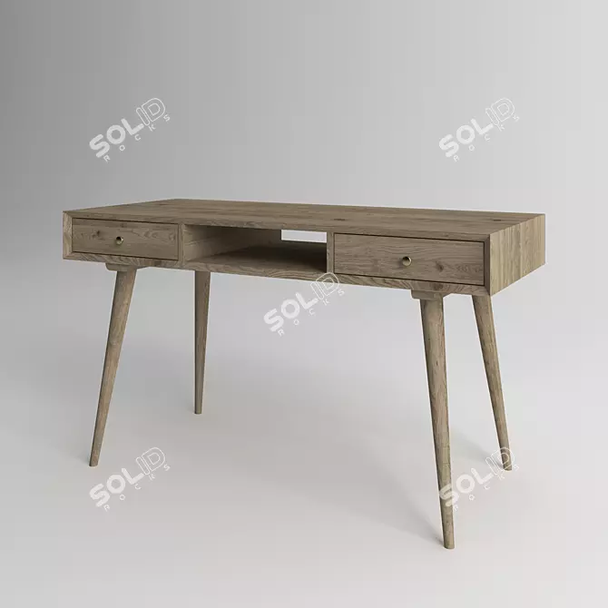 Rustic Oak Writing Desk 3D model image 1