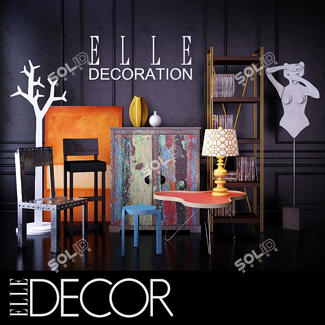 Chic Decor Set: 12 Stylish Pieces & Art 3D model image 1