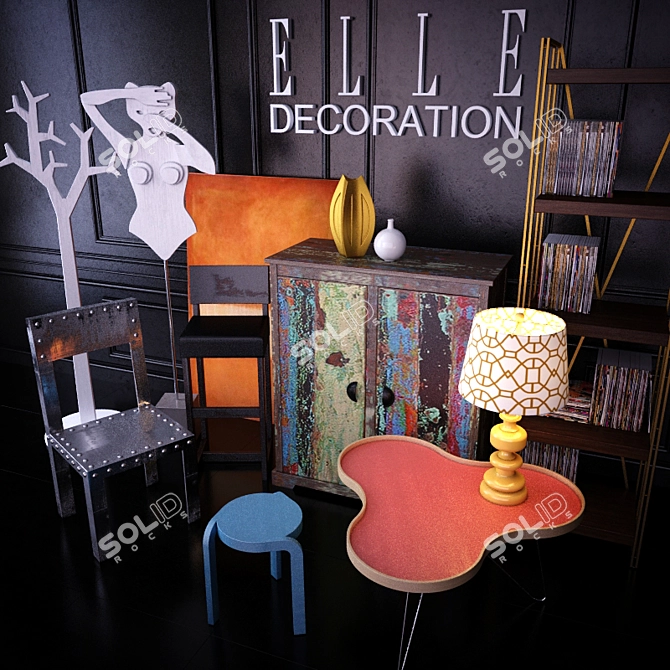 Chic Decor Set: 12 Stylish Pieces & Art 3D model image 2