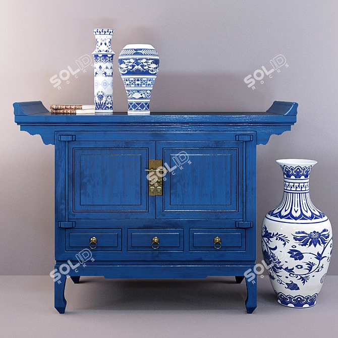 Blue Door and Drawer Chest - BF-20439 3D model image 1