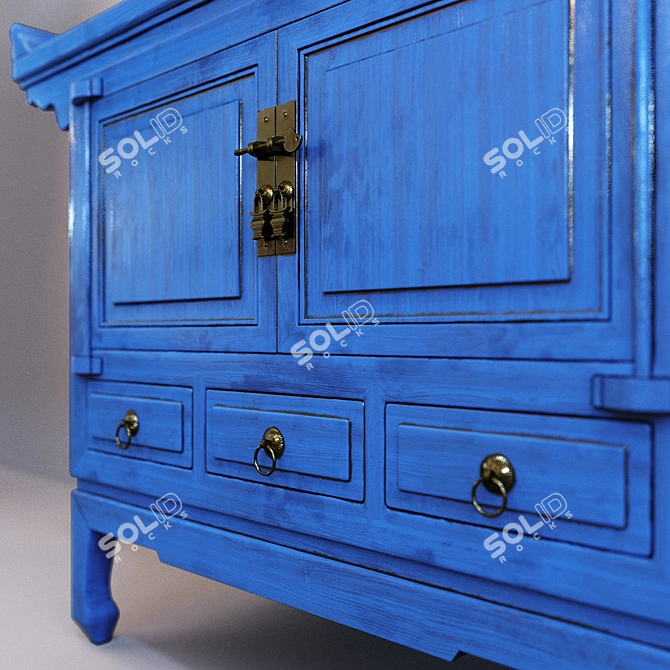 Blue Door and Drawer Chest - BF-20439 3D model image 2