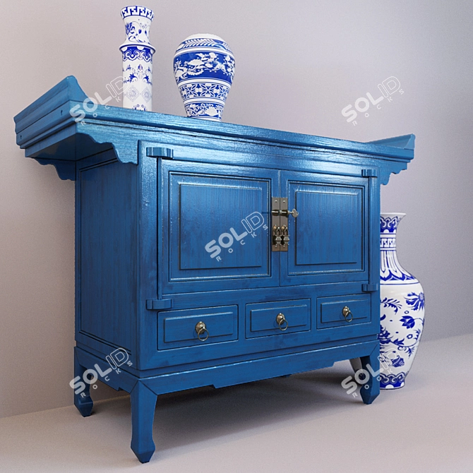 Blue Door and Drawer Chest - BF-20439 3D model image 3