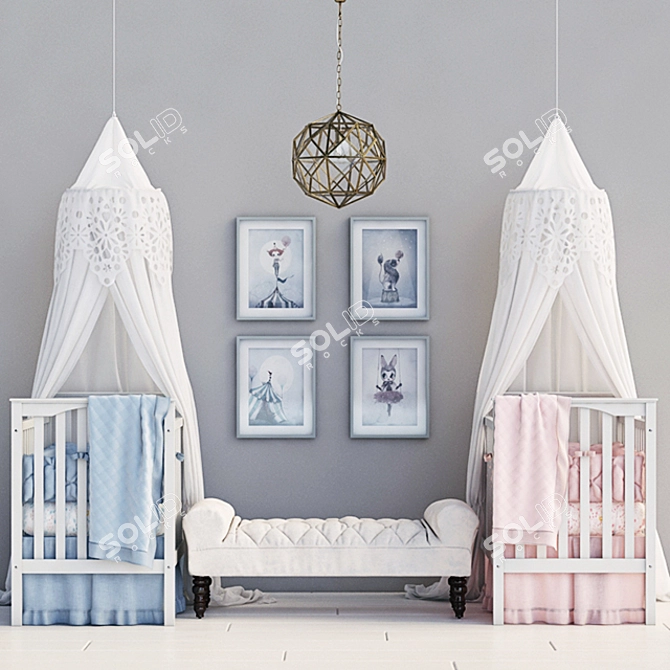 Pottery Barn Kids Kendall Crib Set 3D model image 1