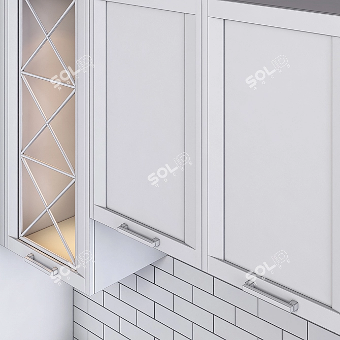 Elegant Portofino Kitchen Cabinets 3D model image 2