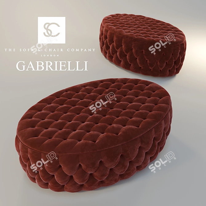 Luxurious Buttoned Oval Ottoman 3D model image 1